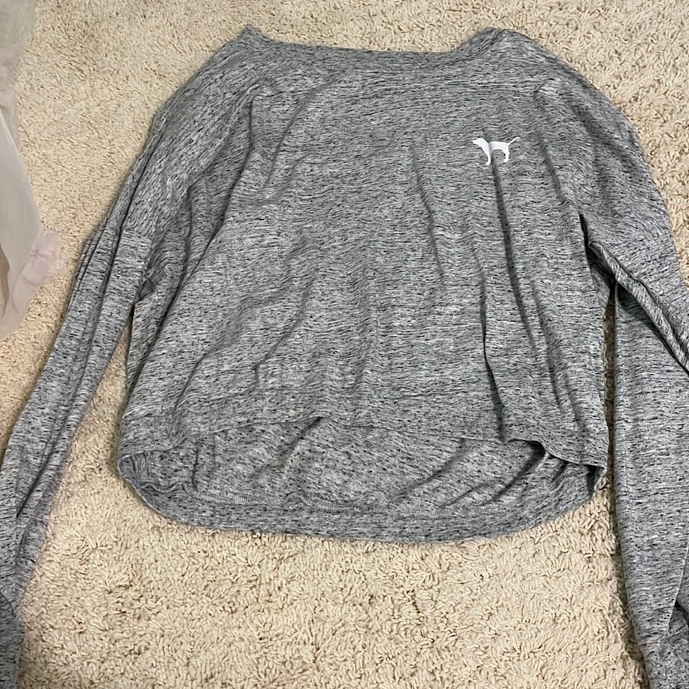 PINK gray long sleeve top
